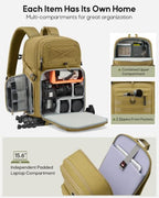 RAINSMORE Tactical Camera Backpack for DSLR and Mirrorless