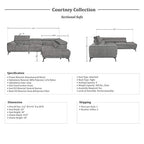 Lexicon Courtney Fabric Sectional Sofa, Gray - 112