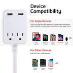 GE 32177 USB Surge Protector Power Strip 8ft