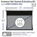 Elite Screens ETB115HD5-E8 Evanesce Tab-Tension ALR Projector Screen