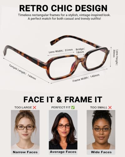 Bossace Rectangle Blue Light Glasses for Women, 2-Pack — main product image