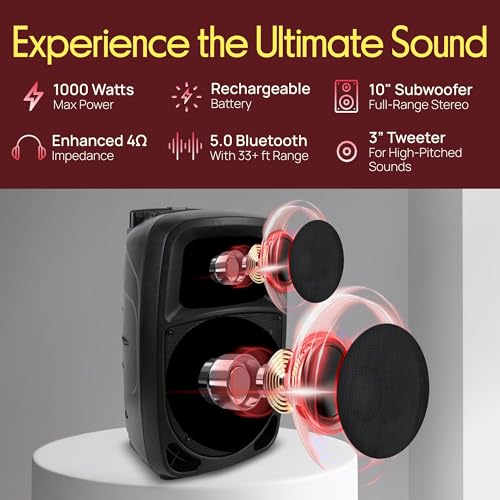 Pyle 1000W Portable Bluetooth PA Speaker with Wireless Mic — main product image
