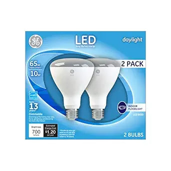 GE LED BR30 DL 10W 2PK Daylight Floodlight Bulb