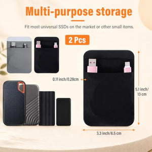 Gsbnjuy Adhesive Hard Drive Sleeve with Dual Pockets