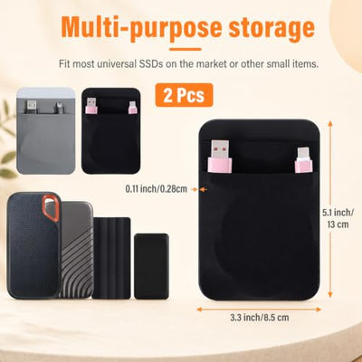 Gsbnjuy Adhesive Hard Drive Sleeve with Dual Pockets