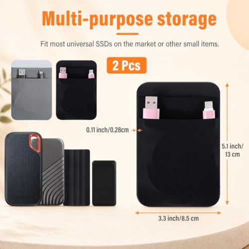 Gsbnjuy Adhesive Hard Drive Sleeve with Dual Pockets — main product image