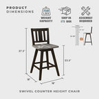Lexicon D185602-24BKS2 Havre Swivel Barstool Set