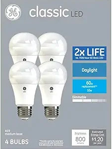 GE Classic 60-Watt A19 LED Dimmable Bulb 4-Pack