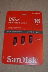 SanDisk 80-56-10962-016G Ultra 16GB USB 3.0 Flash Drive (3-Pack)