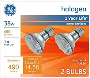 GE 40726 Halogen PAR20 Spot Light Bulbs Dimmable 2-Pack