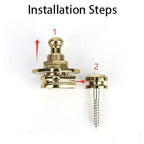OVSAL Quick-Release Cutout Bass Guitar Strap Locks, Gold 2-Pack