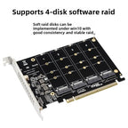 TukeSM PCIe x16 to Quad NVMe M.2 SSD Expansion Adapter Card