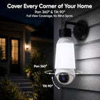 JCMNETE 2K Pan-Tilt Light Bulb Security Camera