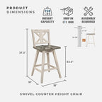 Lexicon D185602-24WT Havre Swivel Counter Barstools White