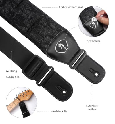 rockyou Padded Neoprene Guitar Strap with Pick Holder