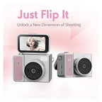 NKVADZBSFEP 2K Retro Thumb Keychain Camera with Flip Screen