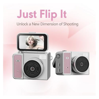 NKVADZBSFEP 2K Retro Thumb Keychain Camera with Flip Screen