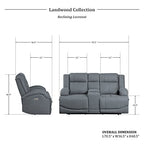 Lexicon Landwood Graphite Blue Power Reclining Loveseat