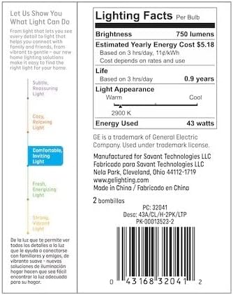GE 32041 60W Crystal Clear Halogen Bulbs 48-Pack