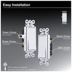 GE 18233 Paddle Rocker 3-Way Light Switch - White