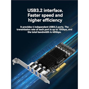 Raxmolo 4-Port PCIe to USB 3.2 Gen 2 Expansion Card