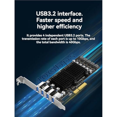Raxmolo 4-Port PCIe to USB 3.2 Gen 2 Expansion Card