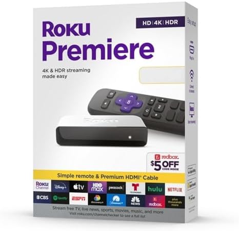 Roku 3920R Premiere 4K/HDR Streaming Media Player HDMI