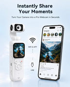 ULPTXOO 4K Pocket Vlogging Camera with AI Face Tracking