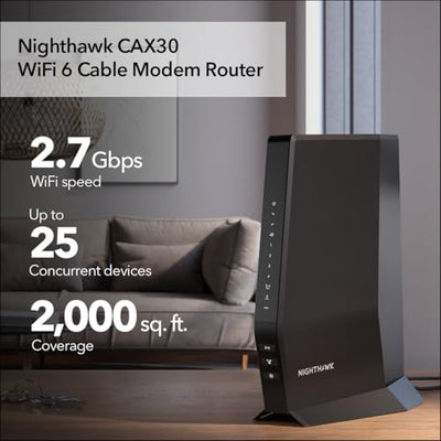 NETGEAR Nighthawk CAX30 Cable Modem Wi-Fi 6 Router Combo