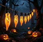 Jasneniebo Orange Flickering Flame Candelabra Bulbs, 25-Pack