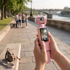 ASHATA Handheld 4K POV Vlogging Camera with Rotating Lens