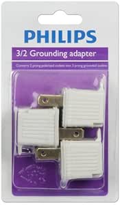 Philips 3/2 Grounding Adapter 3-Pack Outlet Converter