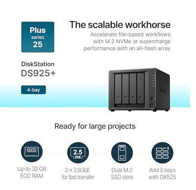 Synology DS925+ 4-Bay Diskless NAS DiskStation