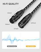 VANDESAIL XLR Microphone Cables, Nylon-Braided 6-Pack