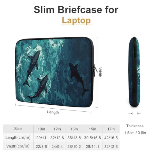 Nhdotdfs Marine Life Neoprene Laptop Sleeve, Teal & Black — main product image
