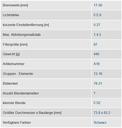 Tamron A16P 17-50mm f/2.8 Pentax Lens