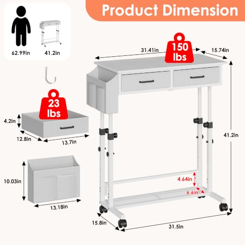 Bliesosfud Rolling Standing Desk with Drawers — main product image
