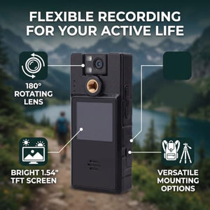 Diydeg 1080P Mini Wearable Body Camera with Rotating Lens