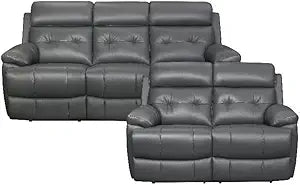 Lexicon Lambent Dark Gray Leather Reclining Sofa Set — main product image