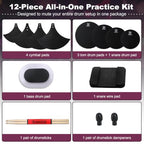 Millsten 12-Piece Drum Mute Pad Practice Set