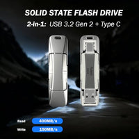 Tyllon Dual USB-C and USB-A Solid State Flash Drive