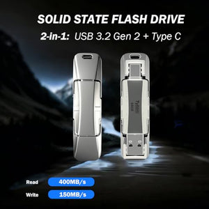 Tyllon Dual USB-C and USB-A Solid State Flash Drive