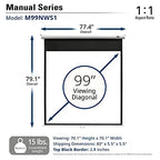Elite Screens M99NWS1 99-Inch Manual Projector Screen
