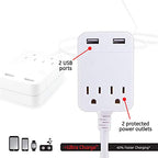 GE 32177 USB Surge Protector Power Strip 8ft