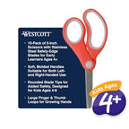 Westcott 55844 Kids' Safety Scissors 5-Inch Blunt Tip 10-Pack