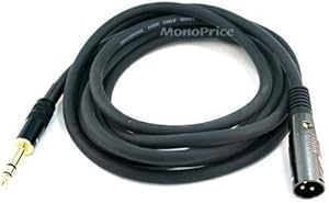 Monoprice 104762 XLR Male to 1/4" TRS Cable 10ft (2-Pack)