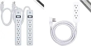 GE 14833 & 38433 Outlet Power Strip 2-Pack Bundle