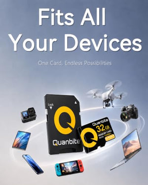 Quanbite 32GB microSDHC Memory Card with Adapter and Reader