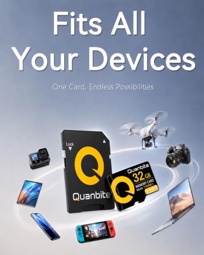 Quanbite 32GB microSDHC Memory Card with Adapter and Reader