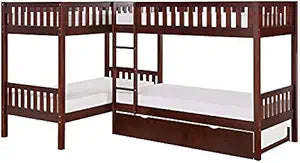 Lexicon Rowe Transitional Dark Cherry Corner Bunk Bed with Trundle